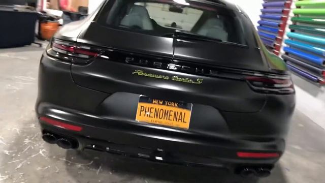 2018 Porsche Panamera Turbo S E-Hybrid Vinyl Wrapped in Satin Black смотреть онлайн