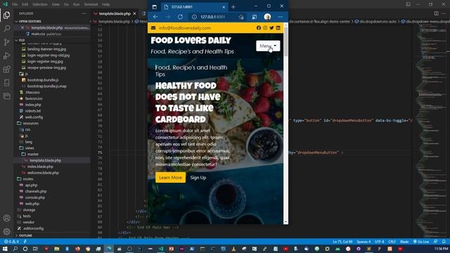 Blog Site with HTML, CSS, Bootstrap n Laravel: 8 Clean up & Making the site responsive смотреть онлайн