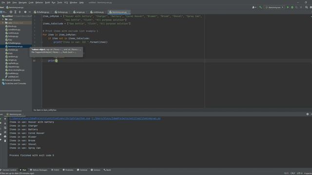 Python - Use of if statement , list, continue and exclude list смотреть онлайн