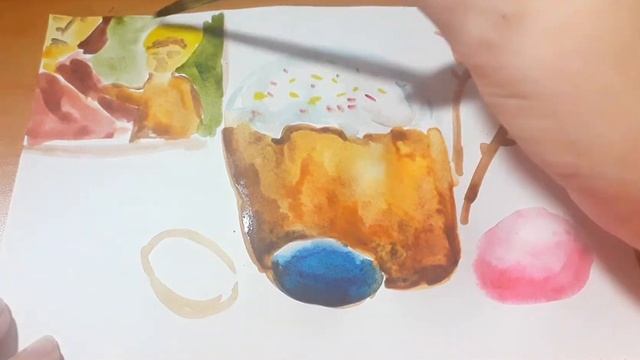 1.Урок рисования. ПАСХА. (Кулич. Верба. Пасхальные яйца)/ АКВАРЕЛЬ(натюрморт) смотреть онлайн