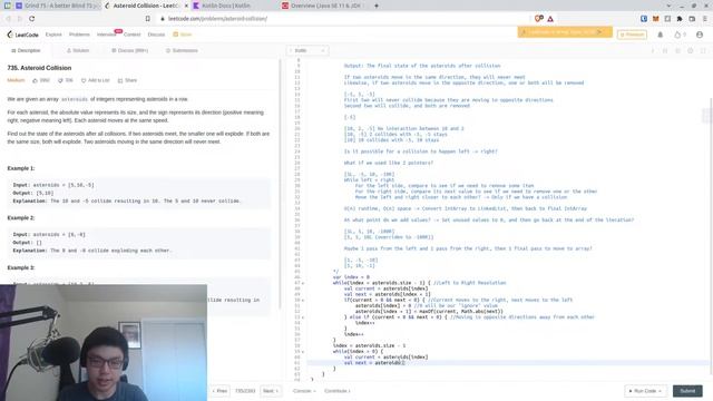 Terrible LeetCode in Kotlin: #735 Asteroid Collision смотреть онлайн