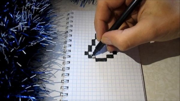 Small Simple Christmas Tree How to Draw Pixel Art Minecraft - Как нарисовать елочку по клеточкам