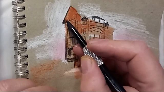 Городские зарисовки 24.11.22 (2) Два рисунка на ул Франк-Каменецкого Акварель Пастель UrbanSketchin смотреть онлайн