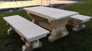 Скамейка и стол из обрезков бруса как сделать самому идея