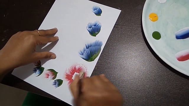 Decorative Flowers Painting - One Stroke Painting (Acrylic Painting) смотреть онлайн