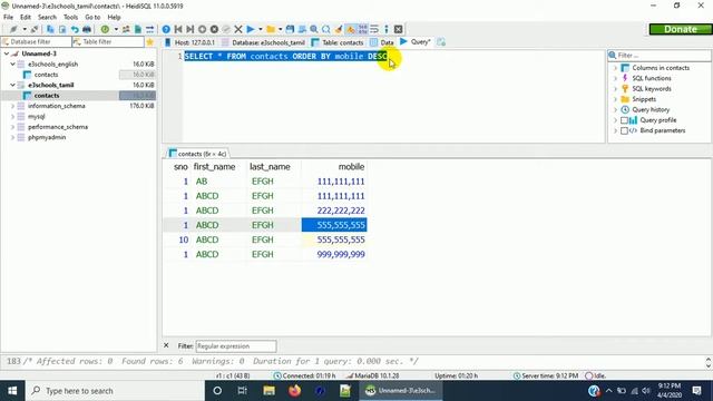 Order By Clause in select query | MySql Tutorial | E3schools English смотреть онлайн