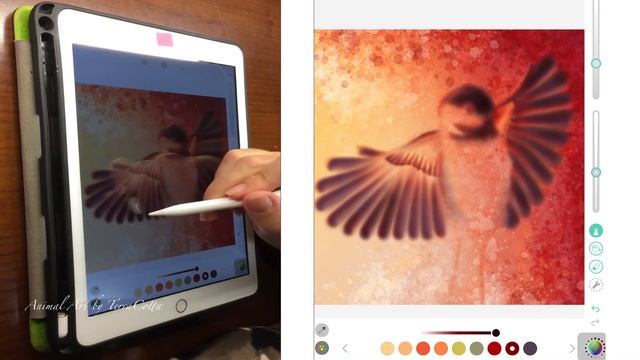 (DIGITAL ART) Chickadee in Flight | Pigment app tutorial | "paint with me" смотреть онлайн