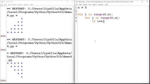 p5 inverted right angle triangle start patten in python pattern programming how to write смотреть онлайн