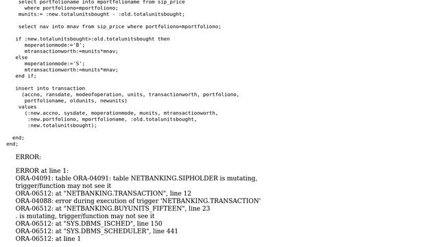 Databases: Error in trigger: table is mutating смотреть онлайн