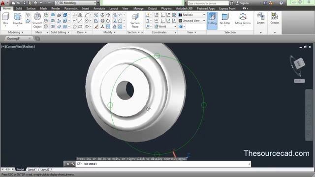 Using revolve command in AutoCAD смотреть онлайн