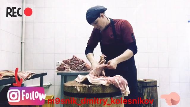 ?? Разруб свинины для копчения и соления. meat cutting, meat, butcher, 肉,切肉,屠夫,猪肉,牛肉,羊肉,鸡,係食物呀！ смотреть онлайн