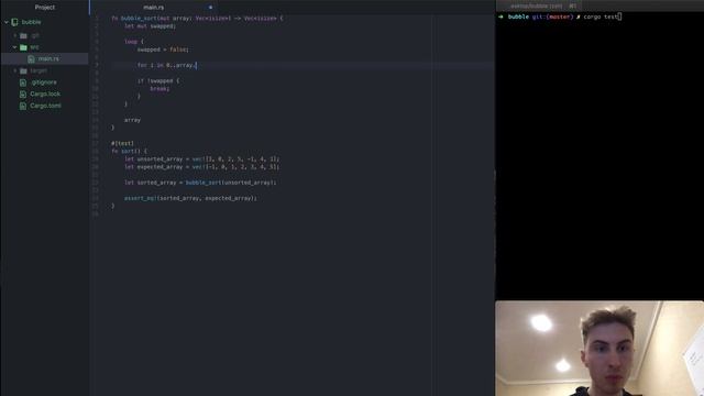 Bubble Sort Example In 59 Seconds | Rust