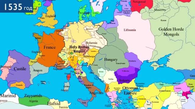 Подробная карта Европы за 1000 лет - Detailed map of Europe смотреть онлайн