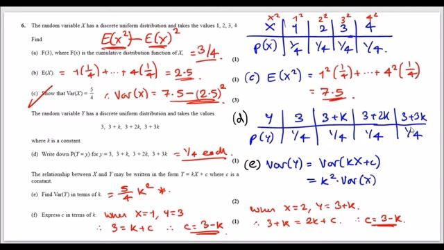 S1 Edexcel IAL June 2015 | Question 6 Walkthrough | Discrete Uniform Distribution смотреть онлайн
