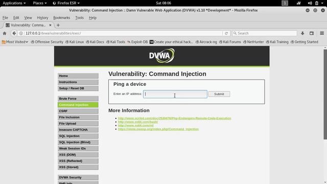 DVWA Command Injection On Medium Security смотреть онлайн