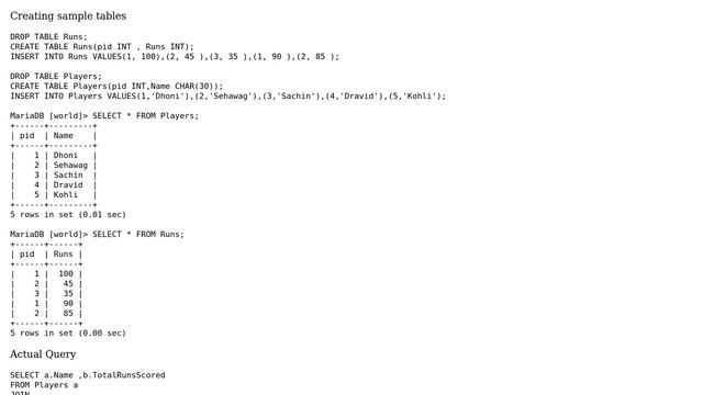 Databases: SQL query to find player with maximum runs (4 Solutions!!) смотреть онлайн