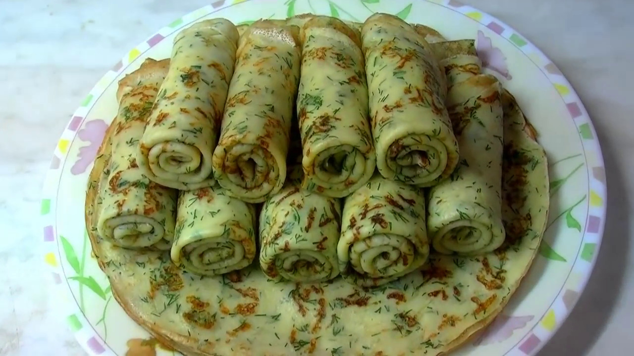 Блинчики с сыром и зеленью смотреть онлайн