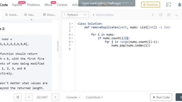 Leetcode: Remove Duplicates from Sorted Array (Python Solution) смотреть онлайн