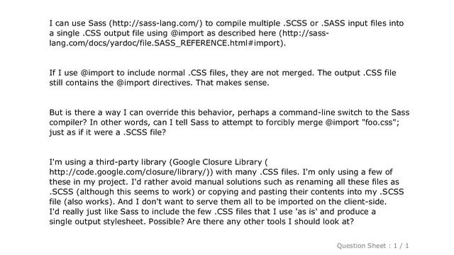 CSS : How to merge .CSS files with Sass (or other tool)? смотреть онлайн