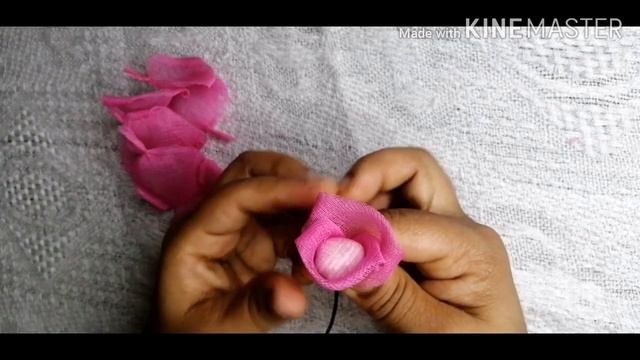 How To Make Rose From Organdy Cloth / Malayalam