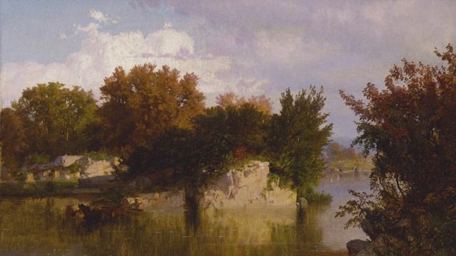 4K TV Art | Trees Along Stream in Fall | Vintage Autumn Landscape Painting смотреть онлайн