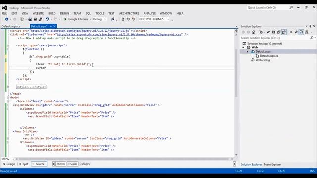 Move Rows Up And Down or drag In Gridview JQuery смотреть онлайн