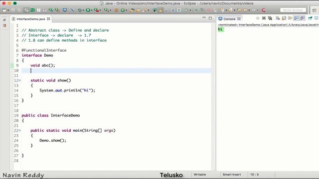 #7.8 Java Tutorial | Static method in Interface смотреть онлайн