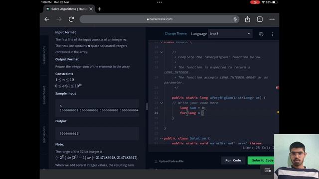 Sum of array element in java || HackerRank || warmup смотреть онлайн