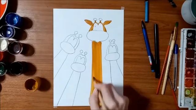 #Рисуем_вместе! Весёлые жирафы