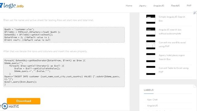 Convert Excel to Table rows Using PHP смотреть онлайн