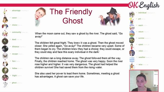 The Friendly Ghost - intermediate text 3 - английский текст среднего уровня смотреть онлайн