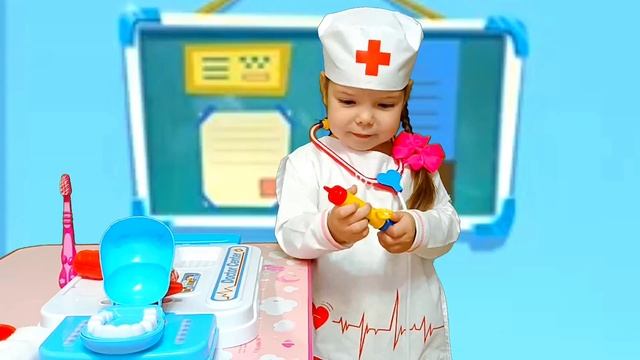 Настя как доктор лечит домашних животных в игре Furry pet Hospital смотреть онлайн