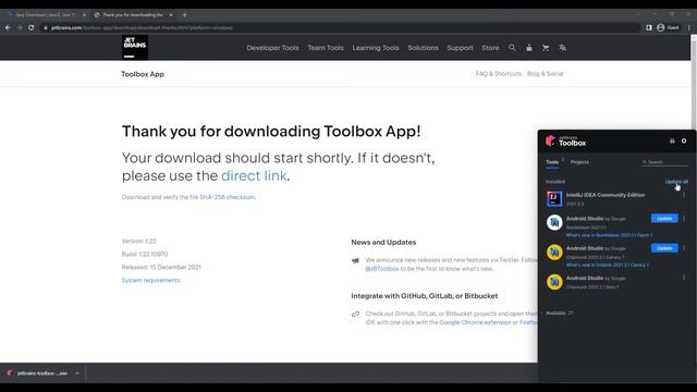 How to install OpenJDK, Toolbox, Android Studio, create and run your first Android app. смотреть онлайн