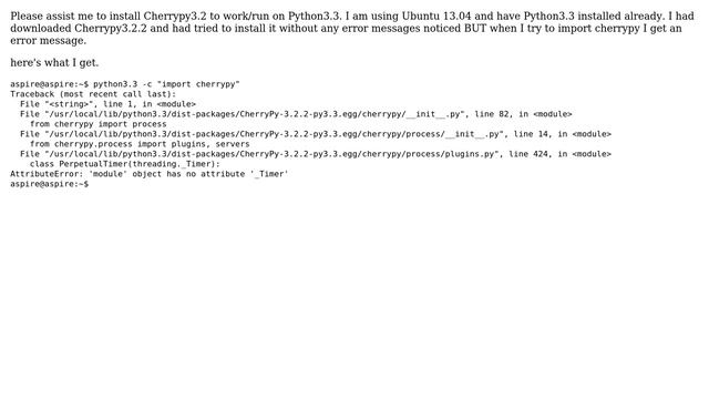 Ubuntu: Install Cherrypy for Python3.3 смотреть онлайн