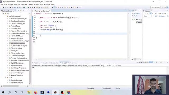 Find the missing number in a given Array from number 1 to n in Java| Live and Dry run | HINDI смотреть онлайн