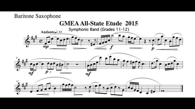 2015 GMEA Baritone Saxophone Symphonic Band Etude 1 смотреть онлайн