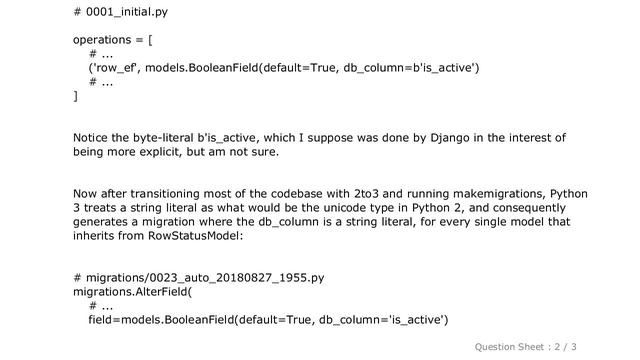 Django : Python 2 - 3 Django migration causes field parameter type change смотреть онлайн