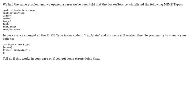 Salesforce: Unsupported mime Type when creating Blob instance into lightning community смотреть онлайн