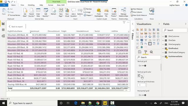 GridLine table visual Power BI смотреть онлайн