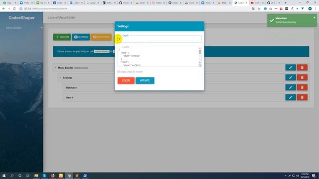 Laravel Menu Builder - Configuration смотреть онлайн