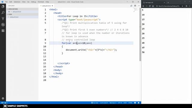 12 - For Loop in Javascript | Looping Control Statements in JavaScript Programming | JS Tutorials смотреть онлайн