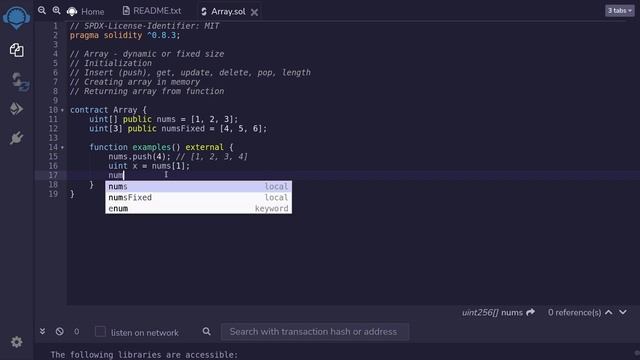 Array | Solidity 0.8 смотреть онлайн
