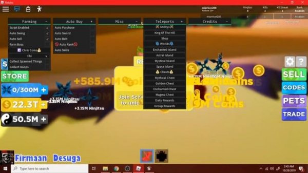 [OMG] ⚡ NINJA LEGENDS HACK/SCRIPT ⚡ | AUTO FARM | UNLOCK ALL ISLAND | TP CHESTS | MORE !!! *2019*