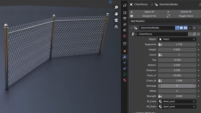 Chain Fence Generator in geometry nodes смотреть онлайн
