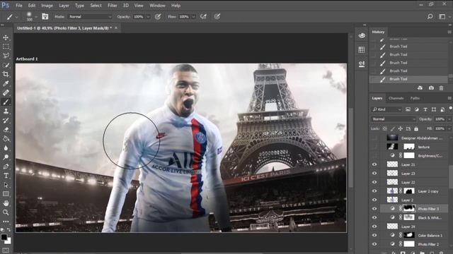 Photoshop manipulation | Kylian Mbappé Wallpaper ( PSG ) 2019/20 | Speed art смотреть онлайн