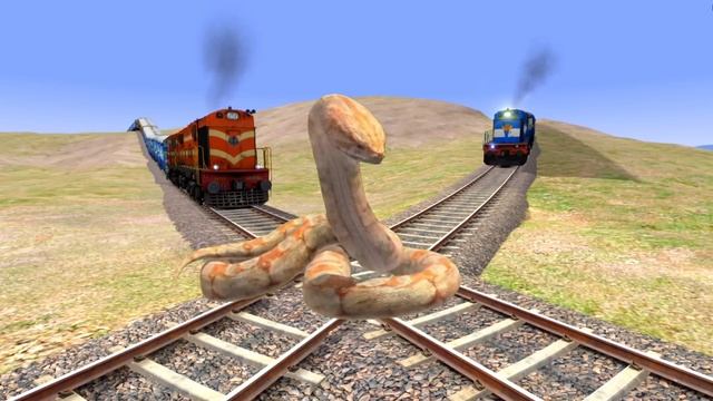Angry Anaconda vs Two Train | Stops the Train – Train Simulator смотреть онлайн
