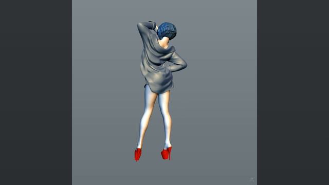 Girl in a man's shirt. 3D print model смотреть онлайн