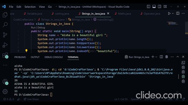 Java type casting and String functions Basic смотреть онлайн