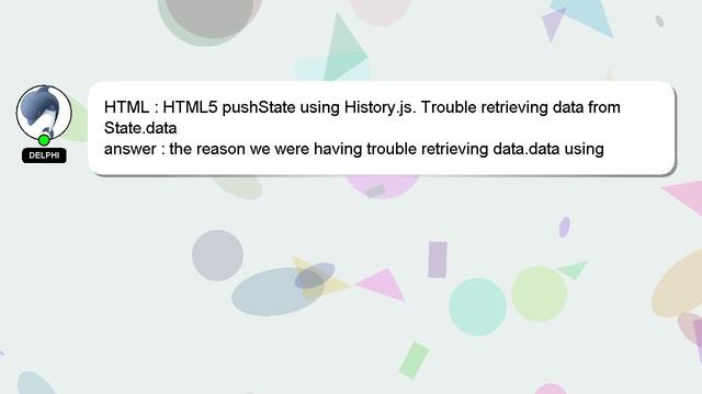 HTML : HTML5 pushState using History.js. Trouble retrieving data from State.data смотреть онлайн
