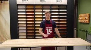 Красим деревянную столешницу маслом для рабочих поверхностей Biofa 2052.